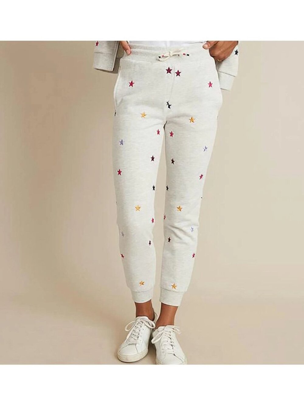 Marine Layer Size XS Signature Lined Jogger Ash Heather with Stars Embroidered